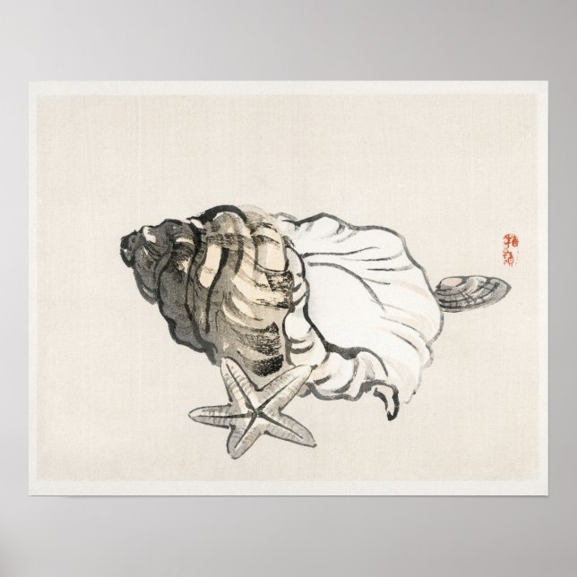 Affiche Poisson étoilé et Conchby Kōno Bairei (1844-1895) (Devant)