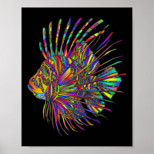 Affiche Poisson Lion Coloré Poisson Lion