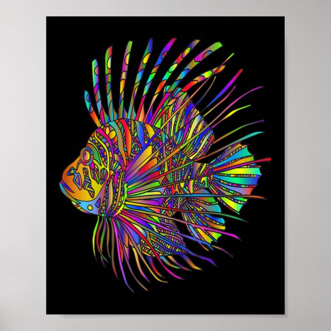Affiche Poisson Lion Coloré Poisson Lion  (Devant)