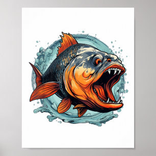 Affiche Poisson Monstre Cool Pour Amateurs De Piranhas _1