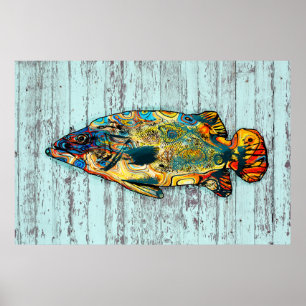 Affiche Poisson multicolore 2