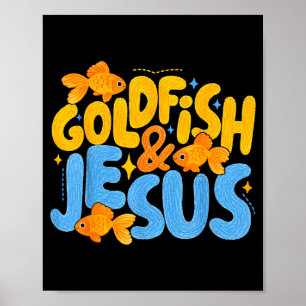 Affiche Poisson rouge et Jésus Enfant chrétien Garçons Fil