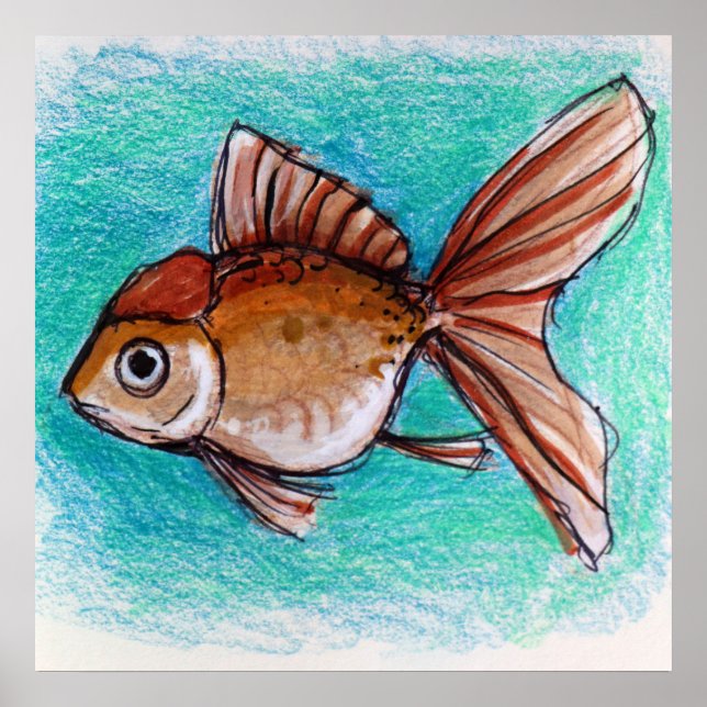 Affiche Poisson rouge fantaisie (Devant)