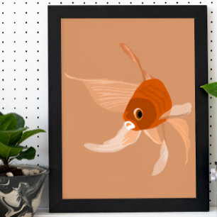Affiche Poisson rouge moderne simple vecteur minimal