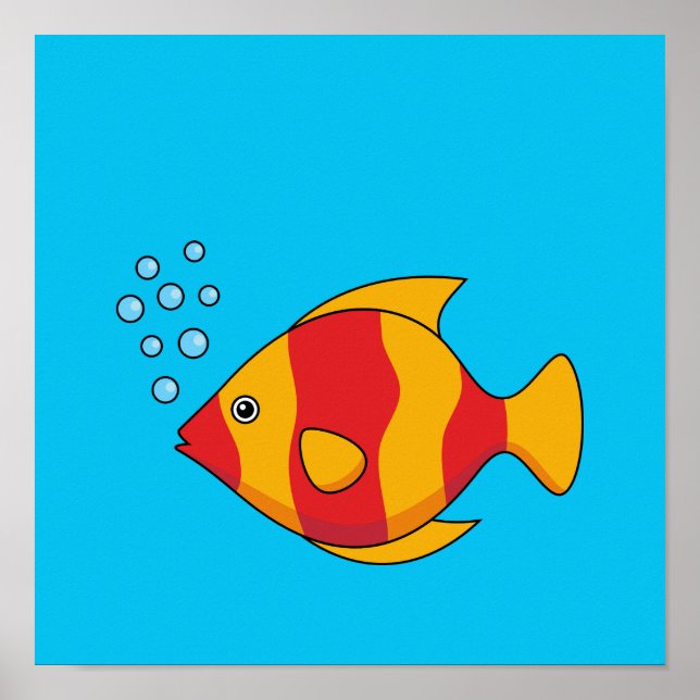 Affiche Poisson rouge orange tropical (Devant)