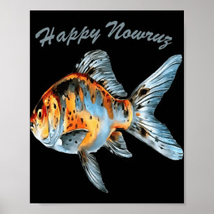 Affiche Poisson rouge Shubunkin Happy Nowruz Nouvel An per