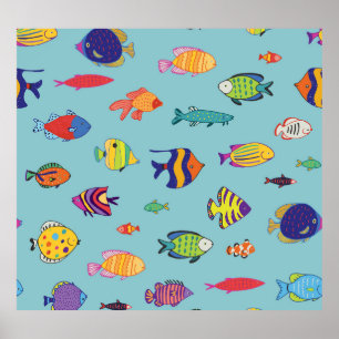 Affiche Poisson tropical, motif vintage
