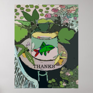 Affiche Poisson vert au bol