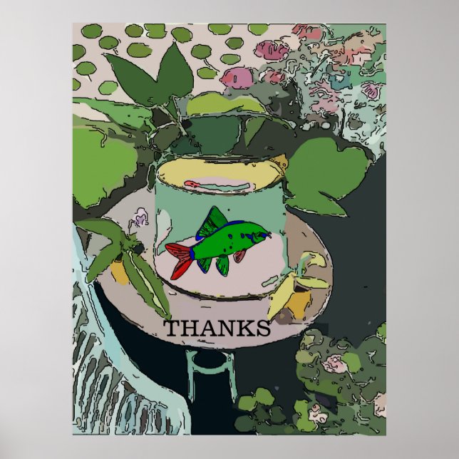 Affiche Poisson vert au bol (Devant)