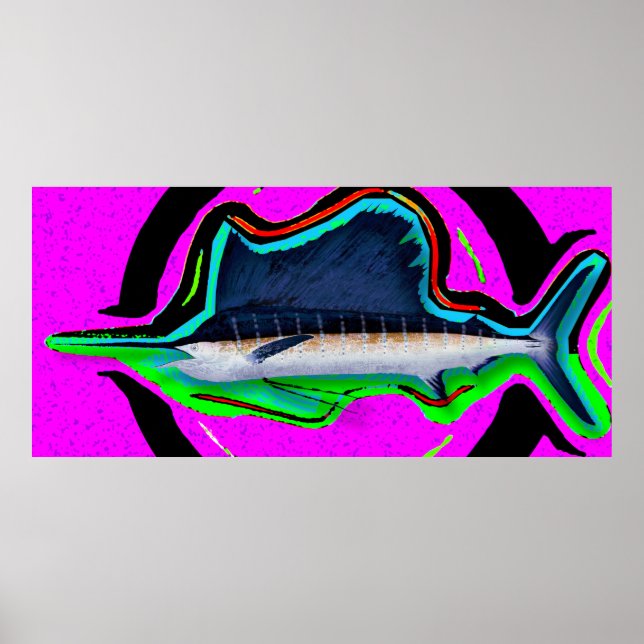 Affiche Poisson-voilier Pacifique Opt-Art (Devant)