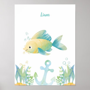 Affiche Poisson Whimsy sous-marin personnalisable
