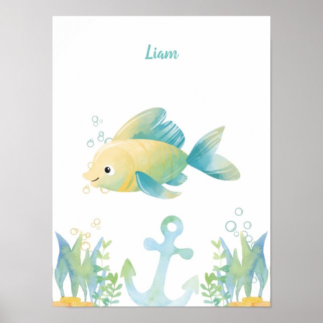 Affiche Poisson Whimsy sous-marin personnalisable (Devant)