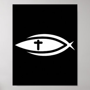 Affiche Poissons Croix Jésus Prières Chrétiennes Hommes Fe