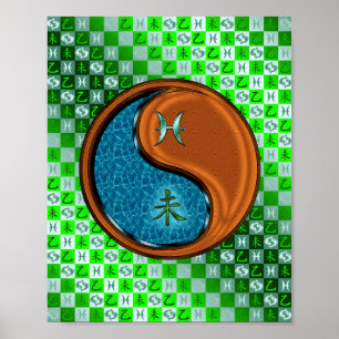 Affiche Poissons et chèvre de bois