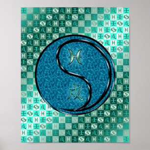 Affiche Poissons et Chien d'eau