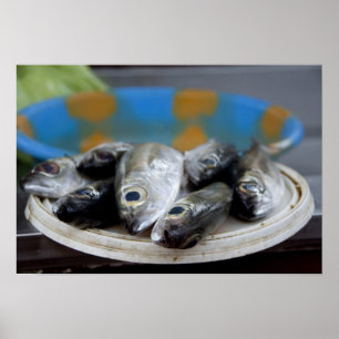 Affiche Poissons frais sur le marché aux poissons (Mercado