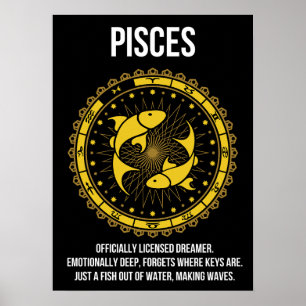 Affiche Poissons - Horoscope, Drôle Humour de signe Zodiaq