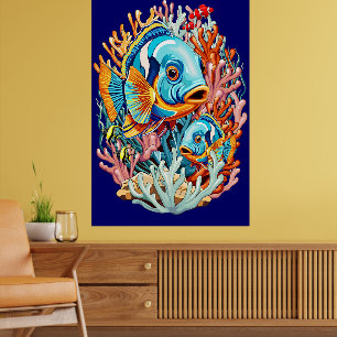 Affiche Poissons Tropicaux Vives Couleurs d'Été