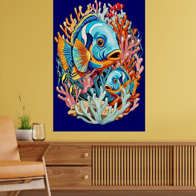 Affiche Poissons Tropicaux Vives Couleurs d'Été (Salon 2)