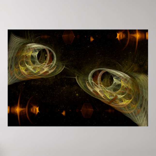 Affiche Poissons Zodiac Gold Fractal Art (Devant)