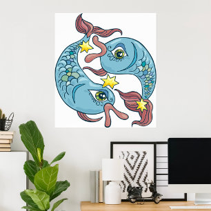 Affiche Poissons Zodiac Horoscope