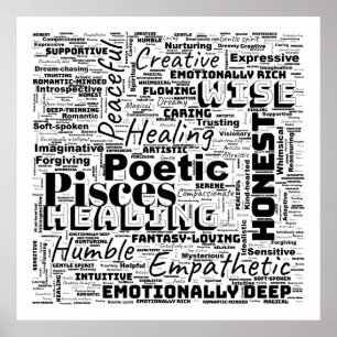 Affiche Poissons Zodiac Word Cloud Inspiration Sqaure (L)