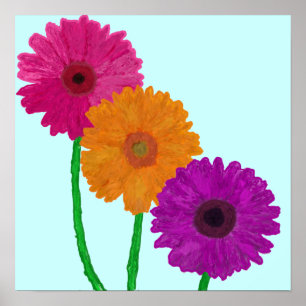 Affiche Poitrine de Gerbera peinte