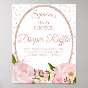 Affiche Poitrine rose et Baby shower or Rose Déchets