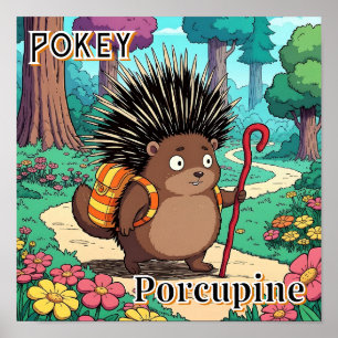 Affiche Pokey Porcupine Belle caricature de l'art de la