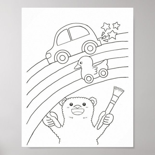Affiche Polar Bear Rainbow Coloring Page Downloadable (Devant)
