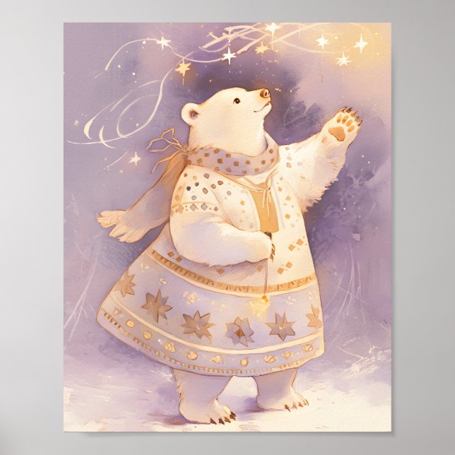 Affiche Polar Bear Winter Magic | Whimsical Nursery Art  (Devant)