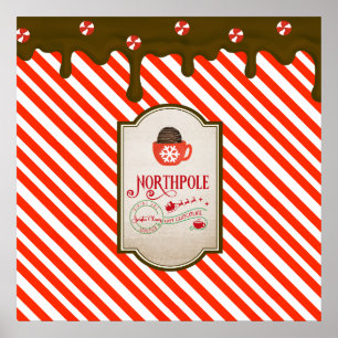Affiche Pôle Nord Père Noël Shop Funny Elfe de Noël Fabriq