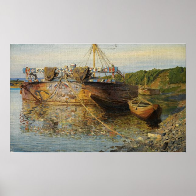 Affiche Polenov - Péniche sur la rivière Oka (Devant)