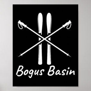 Affiche Pôles de ski de Bogus Sin Idaho Skieur Vacances d'