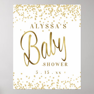 Affiche Police de caractères à paillettes en or blanc Baby