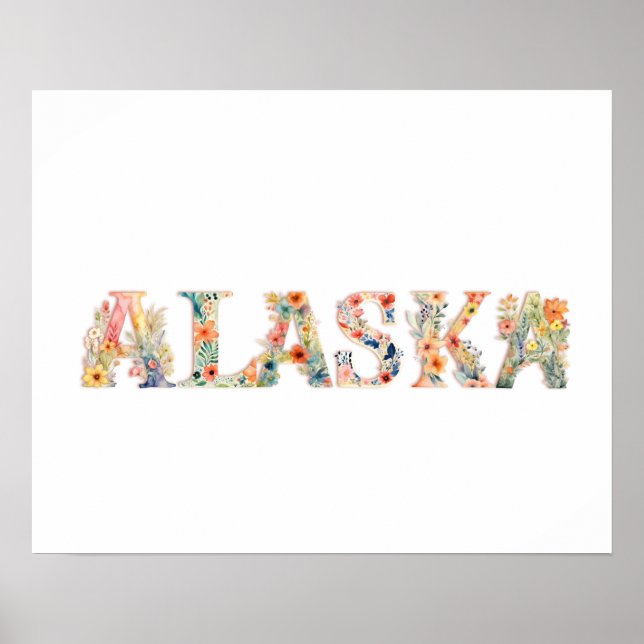 Affiche Police florale Art State Print (Alaska) (Devant)