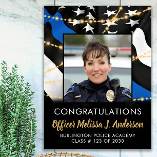 Affiche Police Mince Blue Line Graduation Party
