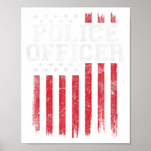 Affiche Police Officier Drapeau Américain Patriot Patrioti