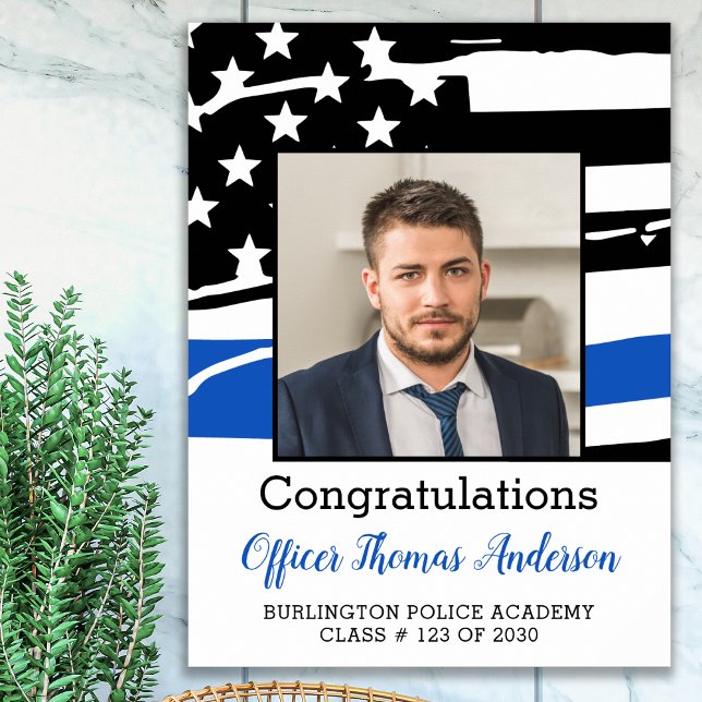 Affiche Police Officier Parti de Graduation Ligne Bleue Mi (Créateur téléchargé)