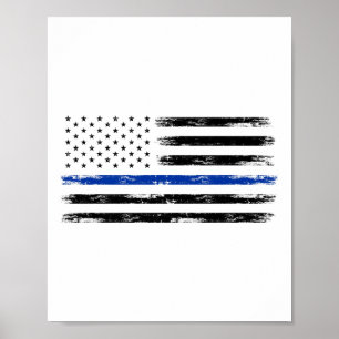 Affiche Police Officier Us États-Unis Drapeau Américain Mi