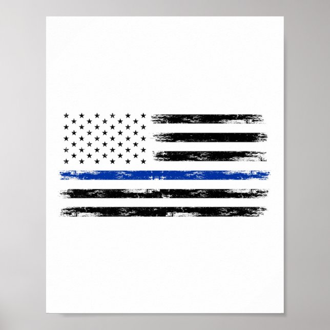 Affiche Police Officier Us États-Unis Drapeau Américain Mi (Devant)