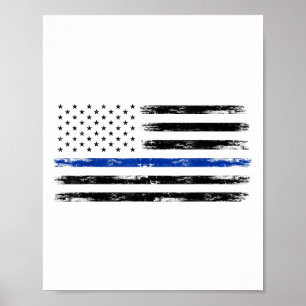 Affiche Police Officier Us États-Unis Drapeau Américain Mi