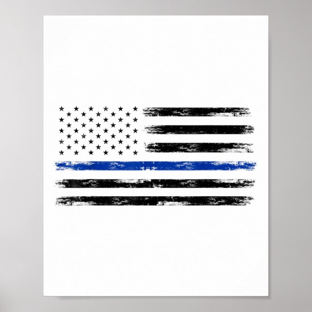 Affiche Police Officier Us États-Unis Drapeau Américain Mi (Devant)