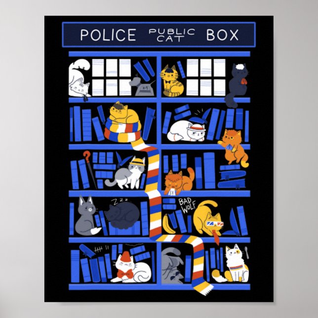 Affiche Police Public Cat Box Funny Kitten Cat Doctor Libr (Devant)