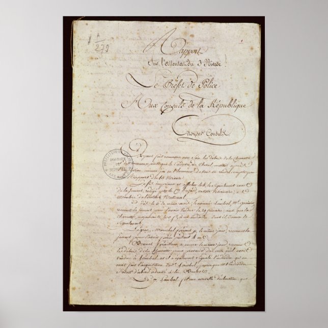 Affiche Police Report from the Attendant to Napoleon (Devant)