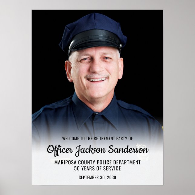 Affiche Police Retirement Blue Line Flag Photo Welcome (Devant)