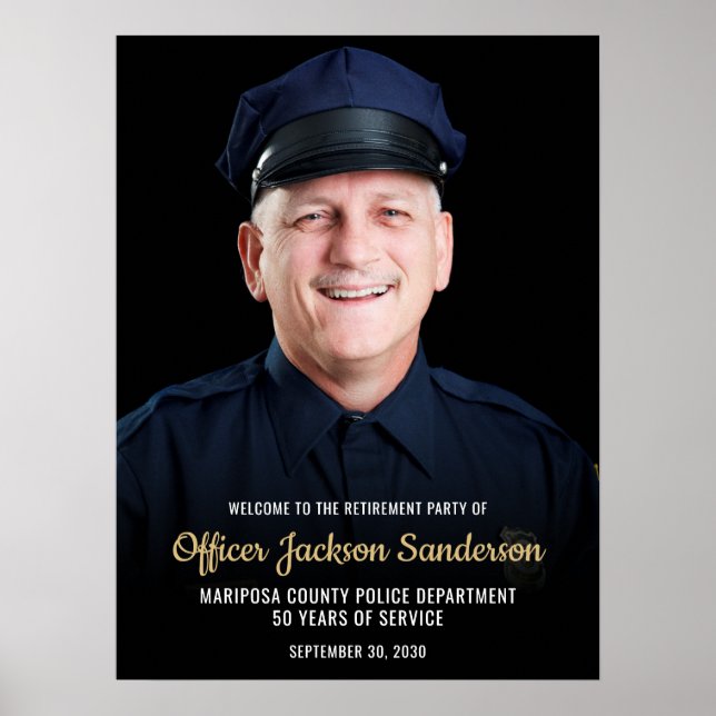 Affiche Police Retirement Blue Line Flag Photo Welcome (Devant)