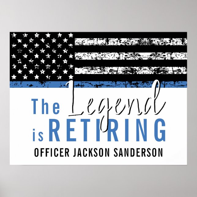 Affiche Police Retraite Ligne bleue Drapeau Application de (Devant)