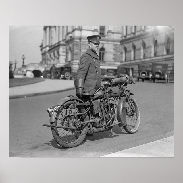 Affiche Policier à moto, 1924. Photo ancienne (Devant)