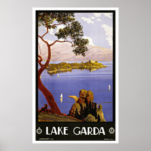 Affiche Policier Italie de lac vintage Travel